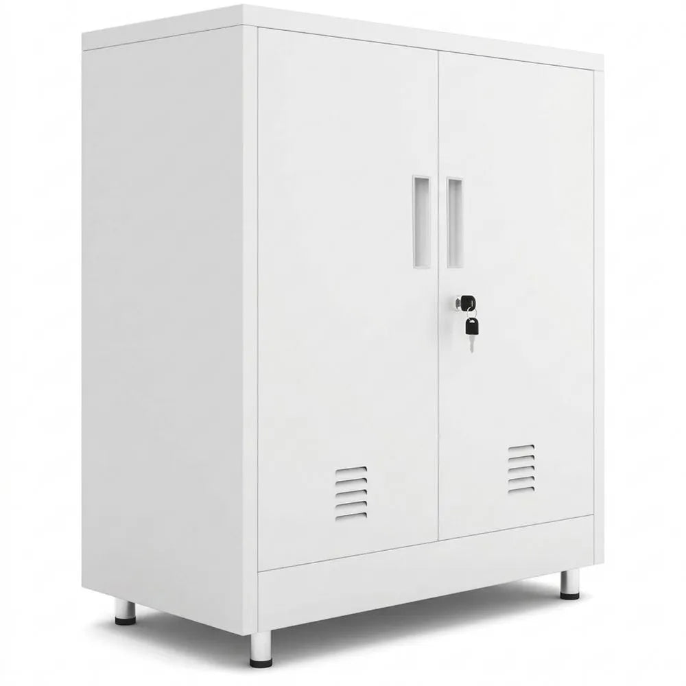 Vielseitiger Metall-Aktenschrank mit Schloss, weiß