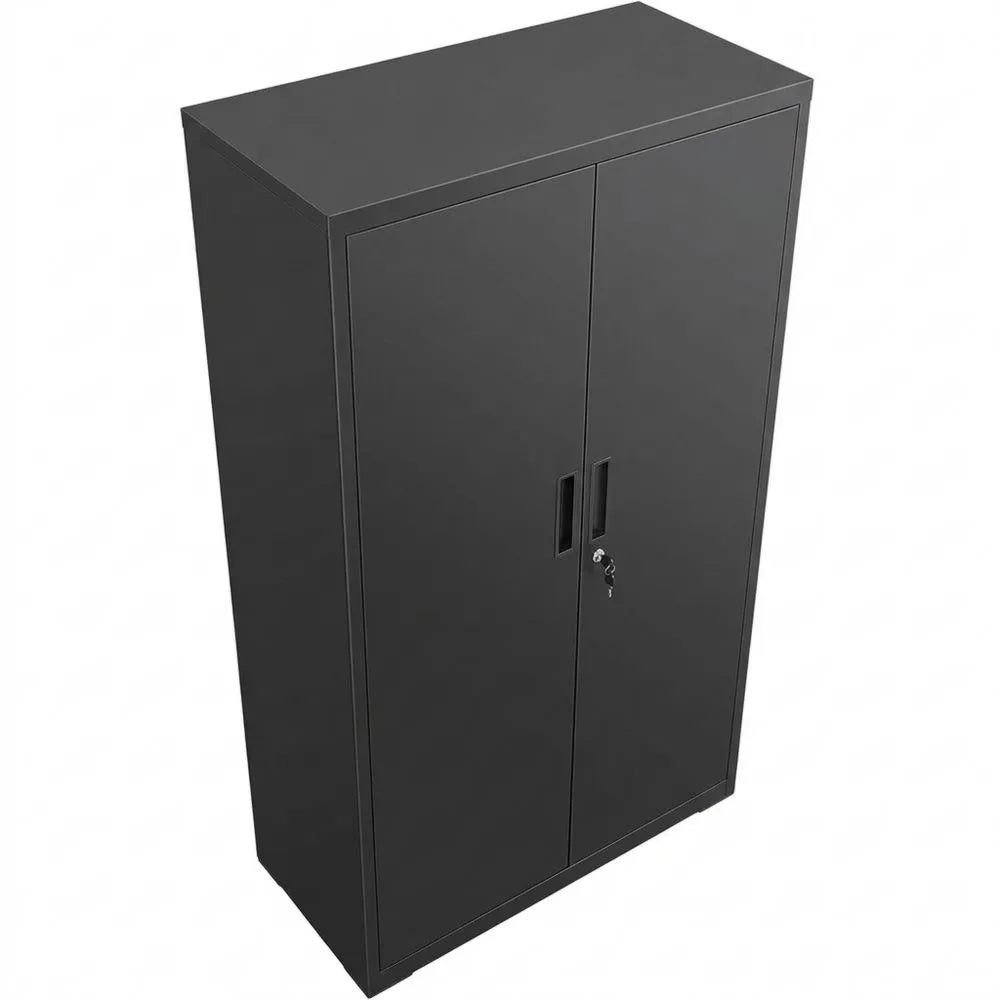 Metall-Schranksystem mit verstellbaren Ebenen und Schloss, ideal für Büro und Garage