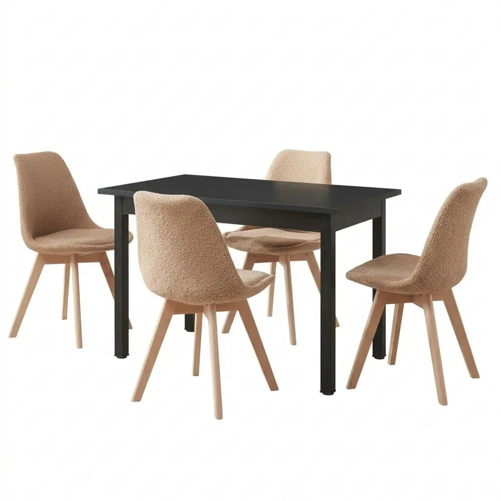 Schwarzer Esstisch für 4 Personen 120x60x75 cm