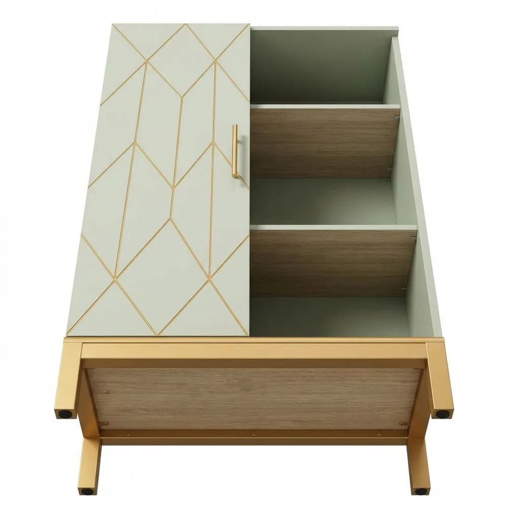 Freistehender Mehrzweckschrank mit verstellbarem Regal und goldenen Akzenten
