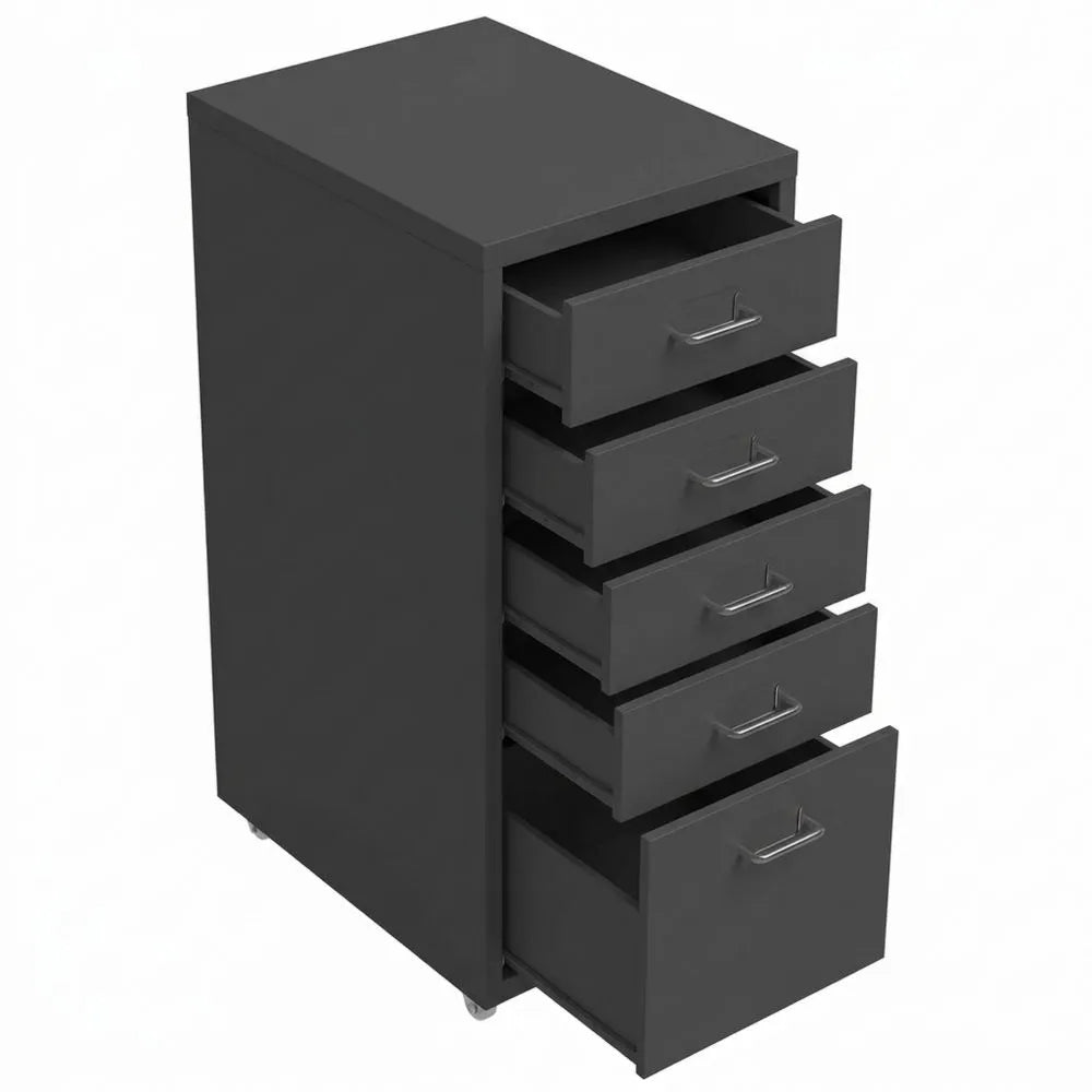 Mobiler Aktenschrank mit Schubladen, Metall, Anthrazit, 28x41x69cm