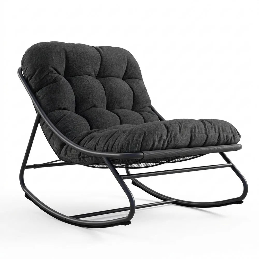 Wetterfester Outdoor-Schaukelstuhl mit Kissen, Relaxliege für Garten und Terrasse, bis 150 kg belastbar