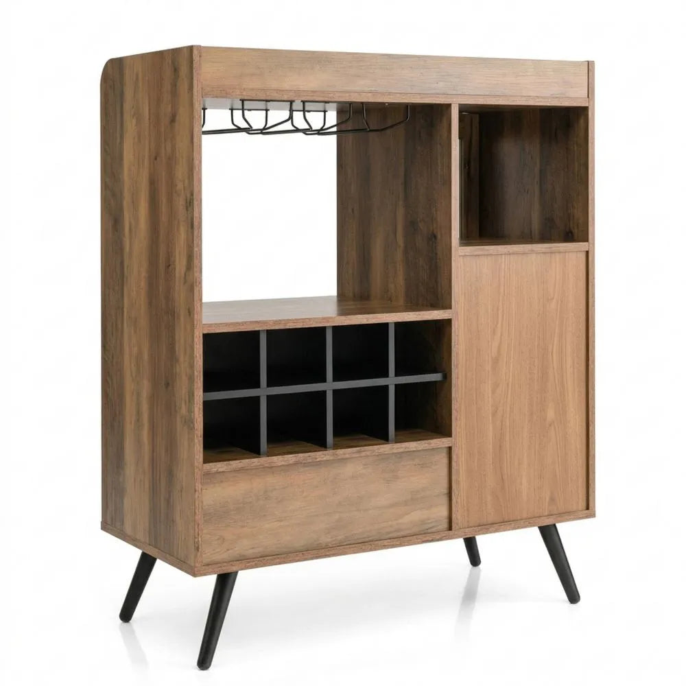 Holzweinschrank mit Regalen und Schublade für Küche oder Bar