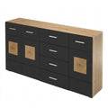 Schwarzes Sideboard mit Eichenoptik und viel Stauraum
